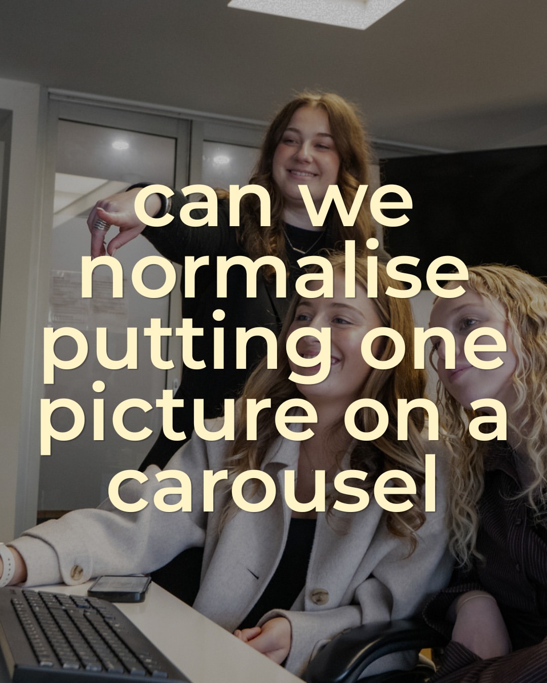 Can we normalise putting one picture on a carousel?  Hear us out.  Everyone's...