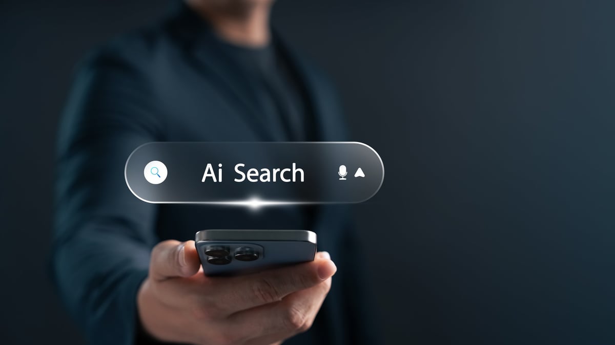 Smartphone showing a Google search with an AI Overview answer sitting above the usual links.