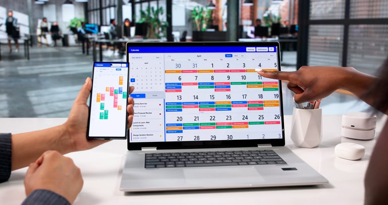 Simple monthly content plan mapped out on a laptop.