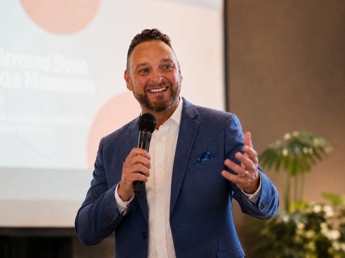 Matt Williamson, Founder and Managing Director of Digital Marketing Adelaide, speaking at a keynote presentation